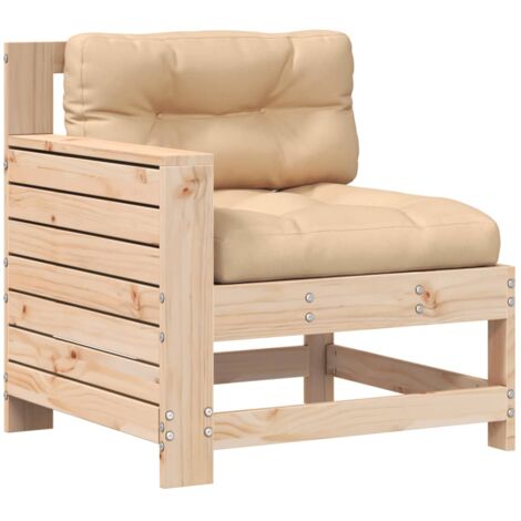 Canapé de jardin accoudoir avec coussin bois massif de pin (1/5)