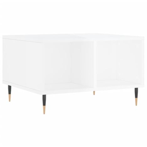 Table basse Blanc brillant 60x50x36,5 Bois d'ingénierie (1/5)