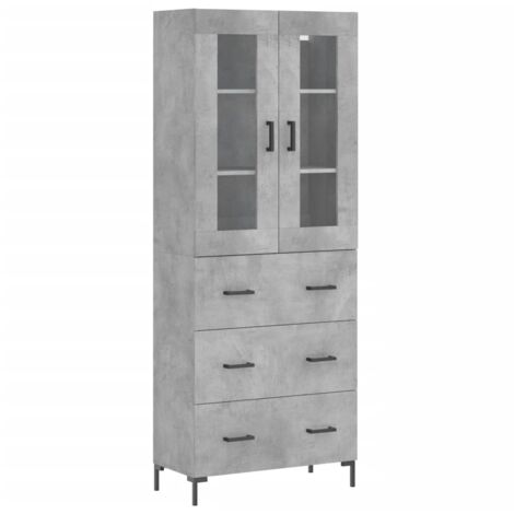 Buffet haut Gris béton 69,5x34x180 Bois d'ingénierie (1/5)
