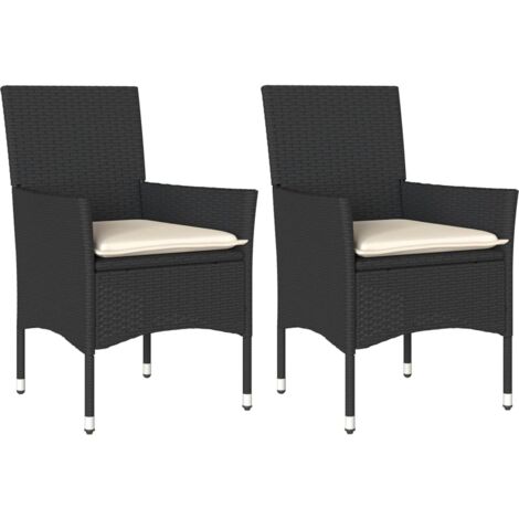 Chaises de jardin avec coussins 2 pcs noir résine tressée (1/5)
