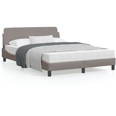 Cadre de lit avec tête de lit Taupe 120x200 Tissu (1/5)