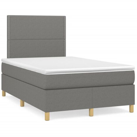 Sommier à lattes de lit matelas LED gris foncé 120x190 tissu (1/5)