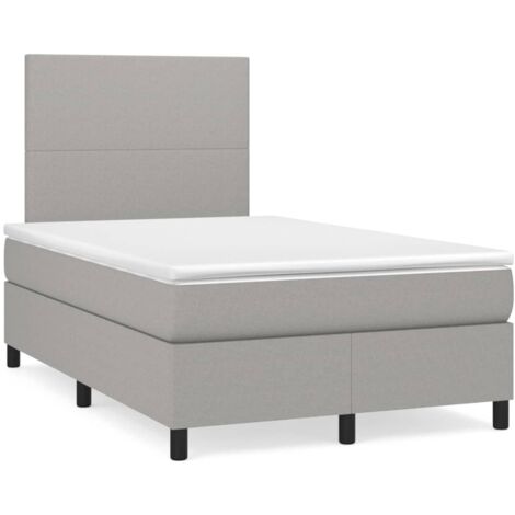 Sommier à lattes de lit matelas LED gris clair 120x190 tissu (1/5)