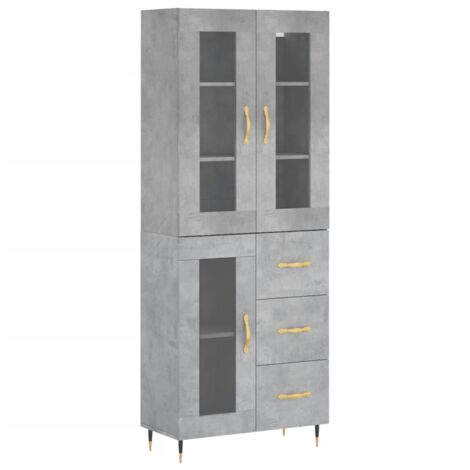 Buffet haut Gris béton 69,5x34x180 Bois d'ingénierie (1/5)
