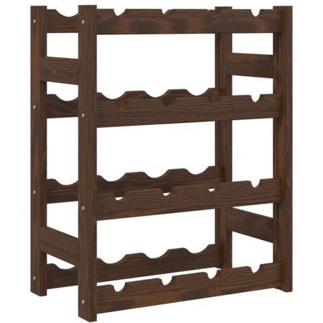 Casier à bouteilles pour 16 bouteilles marron bois pin solide (1/5)