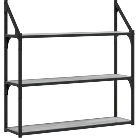 Étagère murale 3 niveaux sonoma gris 80x21x78,5 (1/5)
