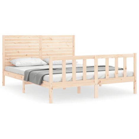 Cadre de lit avec tête de lit 160x200 bois massif (1/5)