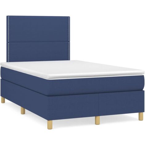 Sommier à lattes de lit matelas et LED bleu 120x190 tissu (1/5)