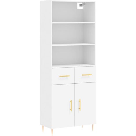 Buffet haut Blanc 69,5x34x180 Bois d'ingénierie (1/5)