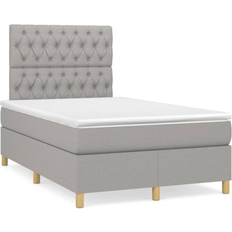 Sommier à lattes de lit matelas LED gris clair 120x190 tissu (1/5)
