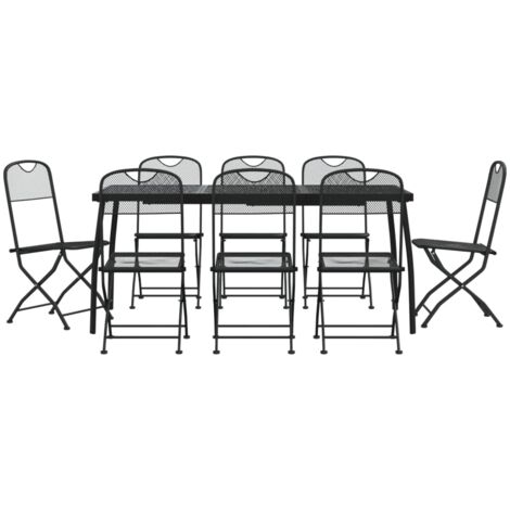 Ensemble à manger de jardin 9 pcs anthracite métal maille (1/5)