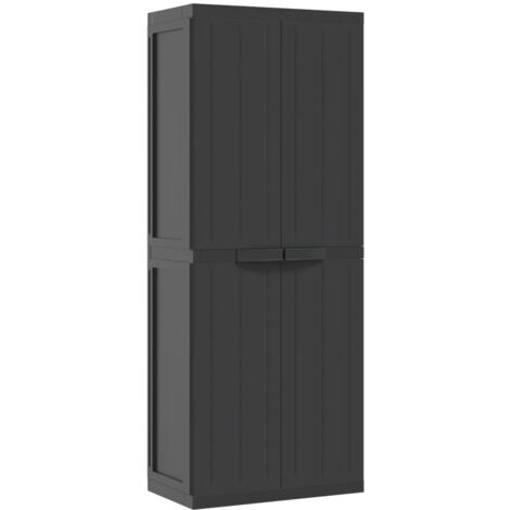 Armoire de rangement d'extérieur noir 65x37x165 PP