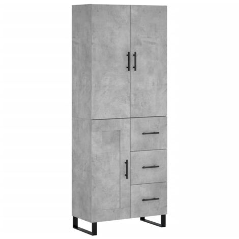 Buffet haut Gris béton 69,5x34x180 Bois d'ingénierie (1/5)