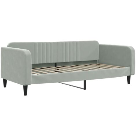 Lit de repos gris clair 100x200 velours (1/5)