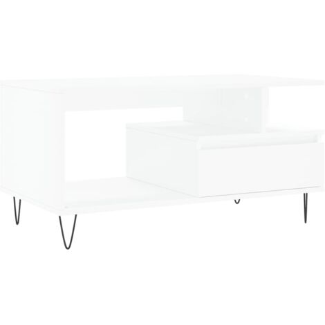 Table basse Blanc 90x49x45 Bois d'ingénierie (1/5)