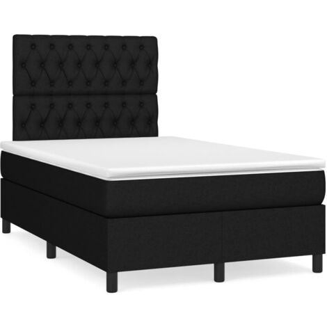 Sommier à lattes de lit matelas et LED noir 120x190 tissu (1/5)