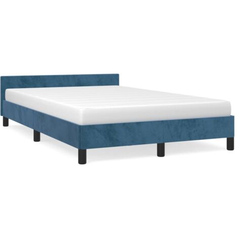 Cadre de lit avec tête de lit bleu foncé 120x190 velours (1/5)