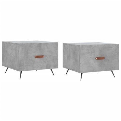 Tables basses 2 pcs gris béton 50x50x40 bois d'ingénierie (1/5)