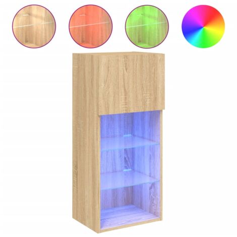 Meuble TV avec lumières LED chêne sonoma 40,5x30x90 (1/5)
