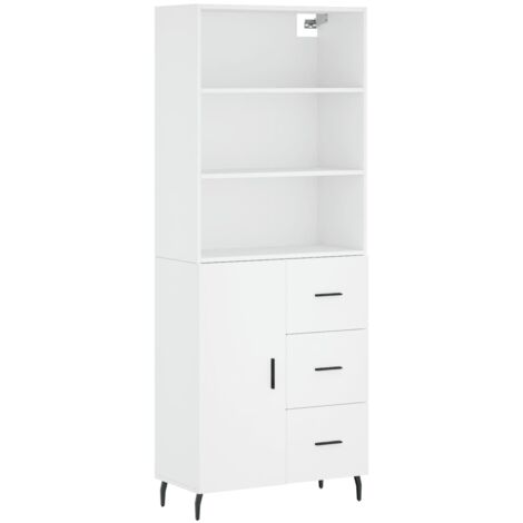 Buffet haut Blanc 69,5x34x180 Bois d'ingénierie (1/5)