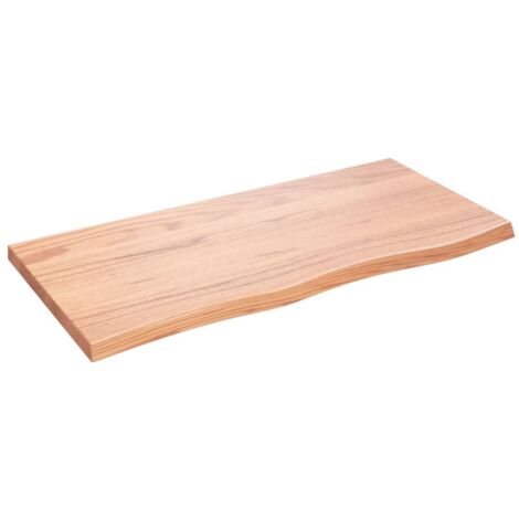 Dessus de table marron clair bois chêne massif traité (1/5)