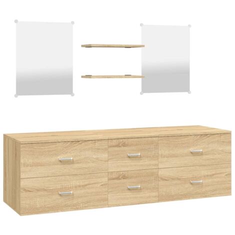 Ensemble de meubles salle de bain 5 pcs chêne bois d'ingénierie (1/5)
