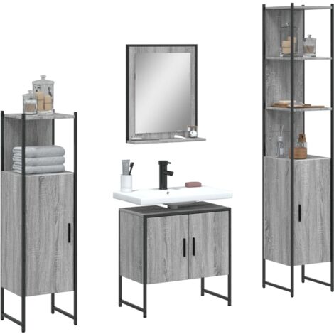 Ensemble d'armoires de salle de bain 4 pcs sonoma gris (1/5)