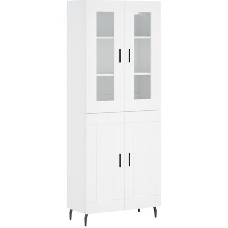 Buffet haut Blanc 69,5x34x180 Bois d'ingénierie (1/5)