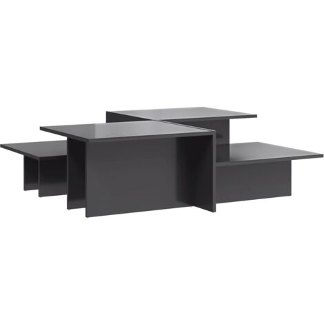 Tables basses 2 pcs gris brillant bois d'ingénierie (1/5)