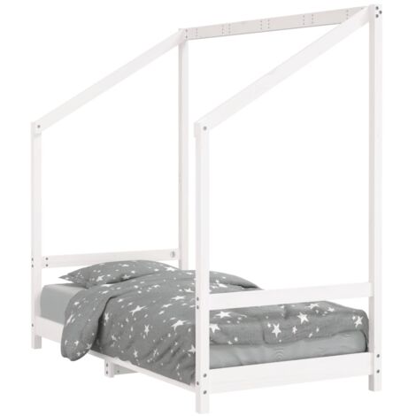 Cadre de lit pour enfant blanc 80x160 bois de pin massif (1/5)