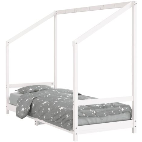 Cadre de lit pour enfants blanc 80x200 bois de pin massif (1/5)