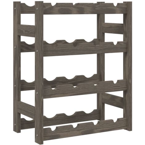 Casier à bouteilles pour 16 bouteilles gris bois pin solide (1/5)