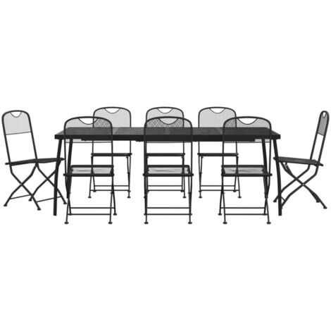 Ensemble à manger de jardin 9 pcs anthracite métal maille (1/5)