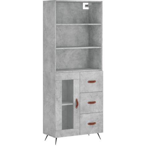Buffet haut Gris béton 69,5x34x180 Bois d'ingénierie (1/5)