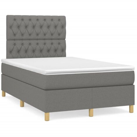 Sommier à lattes de lit matelas LED gris foncé 120x190 tissu (1/5)