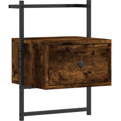 Table de chevet murale chêne fumé 35x30x51 (1/5)