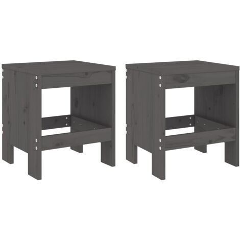 Tabourets de jardin 2 pcs gris 40x36x45 bois massif de pin (1/5)