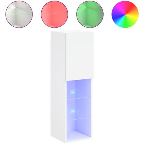 Meuble TV avec lumières LED blanc 30,5x30x102 (1/5)