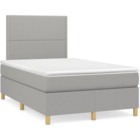 Sommier à lattes de lit matelas LED gris clair 120x190 tissu (1/5)