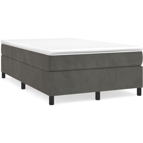 Sommier à lattes de lit et matelas gris foncé 120x190 velours (1/5)