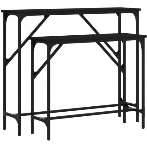 Tables console 2 pcs noir bois d'ingénierie (1/5)