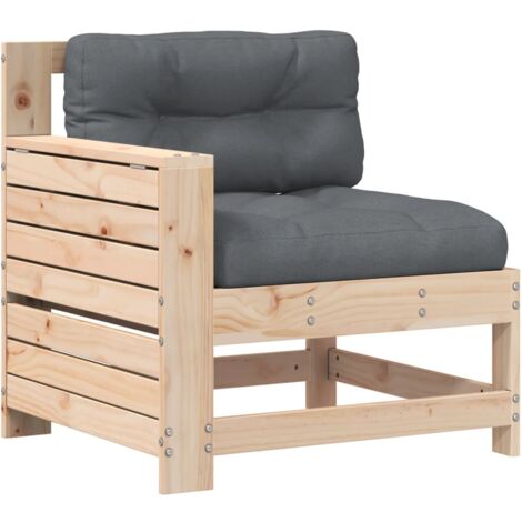 Canapé de jardin accoudoir avec coussin bois massif de pin (1/5)