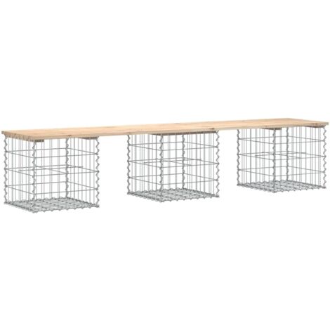 Banc de jardin design de gabion 203x44x42 bois massif de pin (1/5)