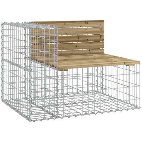 Banc de jardin design gabion 92x71x65,5 bois de pin imprégné (1/5)