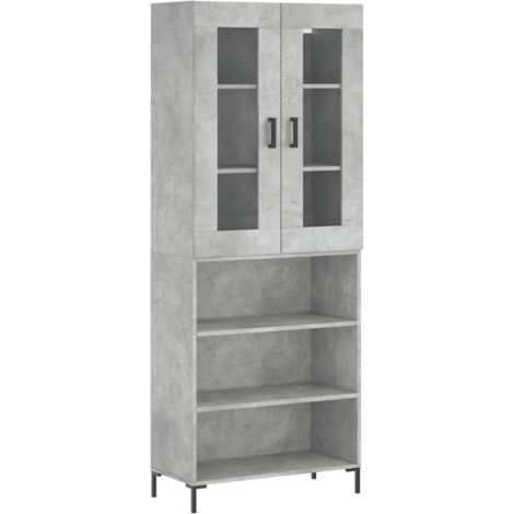 Buffet haut Gris béton 69,5x34x180 Bois d'ingénierie (1/5)