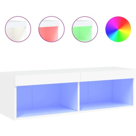 Meuble TV avec lumières LED blanc 100x30x30 (1/5)