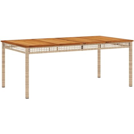 Table de jardin beige 180x90x75 résine tressée et acacia (1/5)