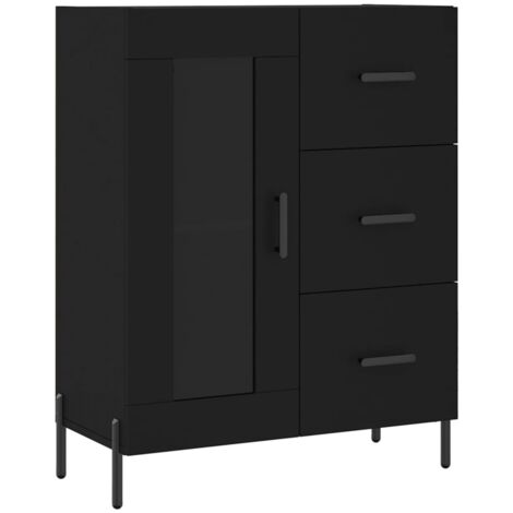 Buffet noir 69,5x34x90 bois d'ingénierie (1/5)