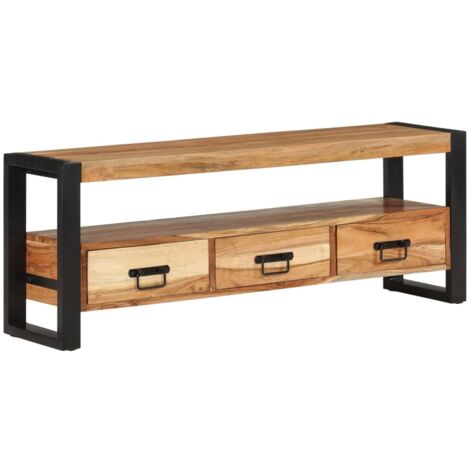 Meuble TV 120x30x45 bois d'acacia massif (1/5)