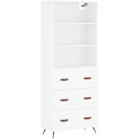 Buffet haut Blanc 69,5x34x180 Bois d'ingénierie (1/5)